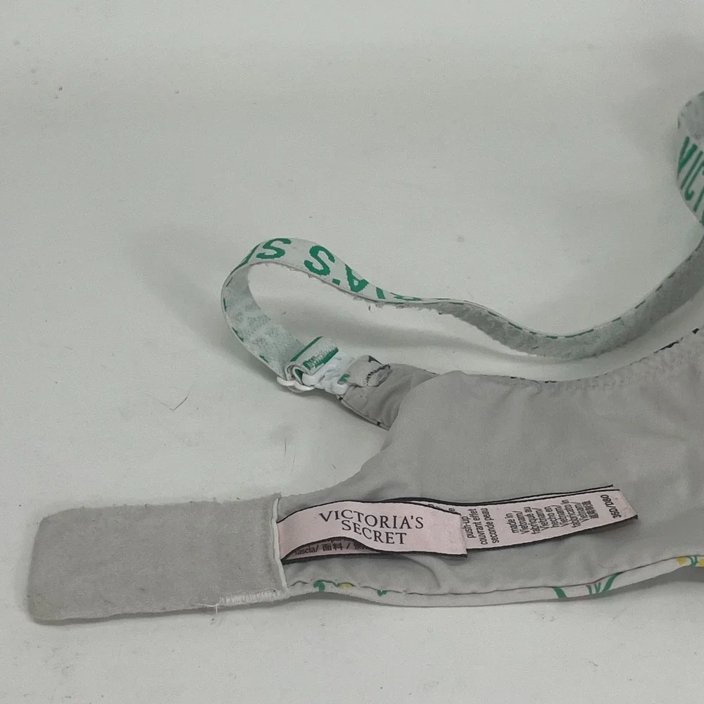 Victoria's Secret 36D T-Shirt Push-Up Bra Full Coverage Floral Logo Underwire